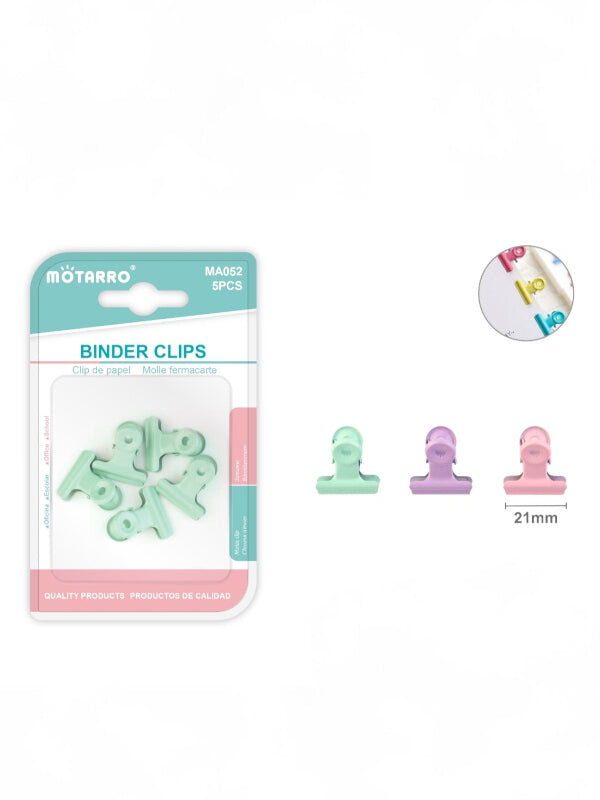 Motarro Binder Clips Pack - Green, 5-Piece