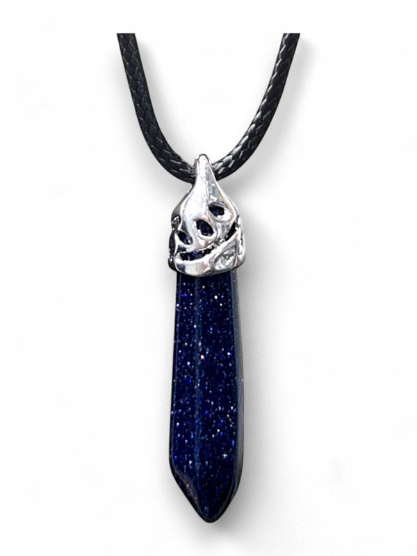 Earth Stone Beads - Hexagon Drop, Blue Sand