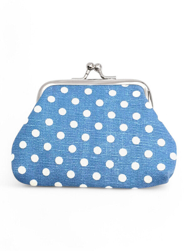 PURSE - BLUE - POLKA DOT - ±7.5×9.5×2 Cm