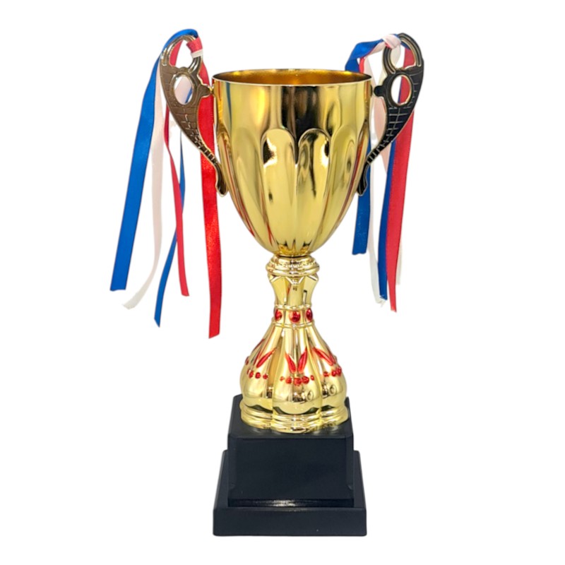 Trophy CUP - GOLD - Material: METAL CUP / Plastic STAND AND BASE - Length: 10×31 Cm