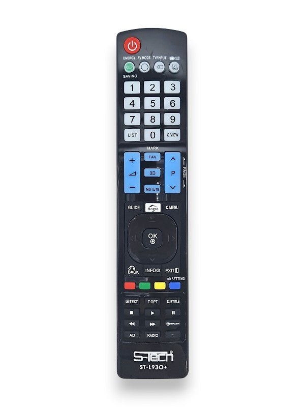 S - Tech - Universal Lcd/LED TV Remote Control, Dc 3V, Battery Type 2 Size AAA