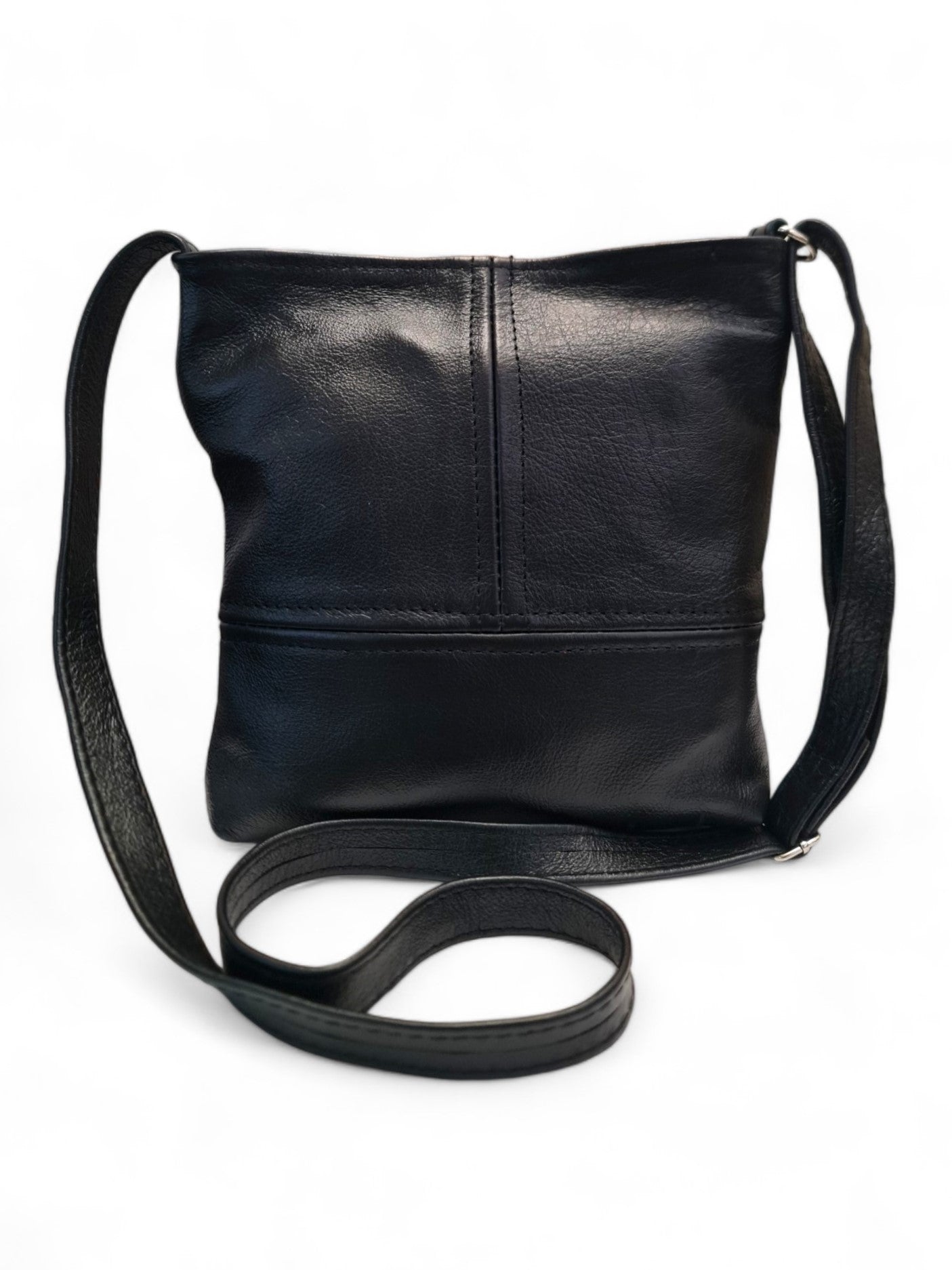 Leather SLING BAG - BLACK - ±21×23 Cm