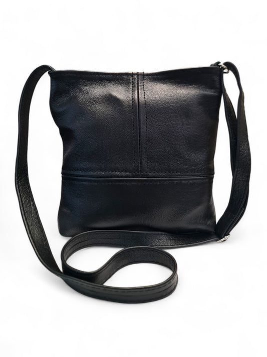 Leather SLING BAG - BLACK - ±21×23 Cm
