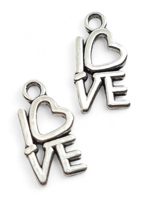 Metal Charm - Love ±15×8 mm ±100-Piece (image On 1 Side Only)