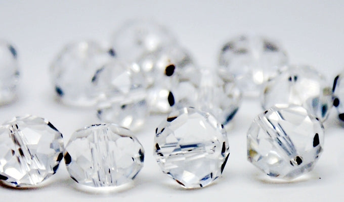 Glass Crystal Rondelle Transparent Faceted 3x4 mm (hole 1.0 mm) - Clear