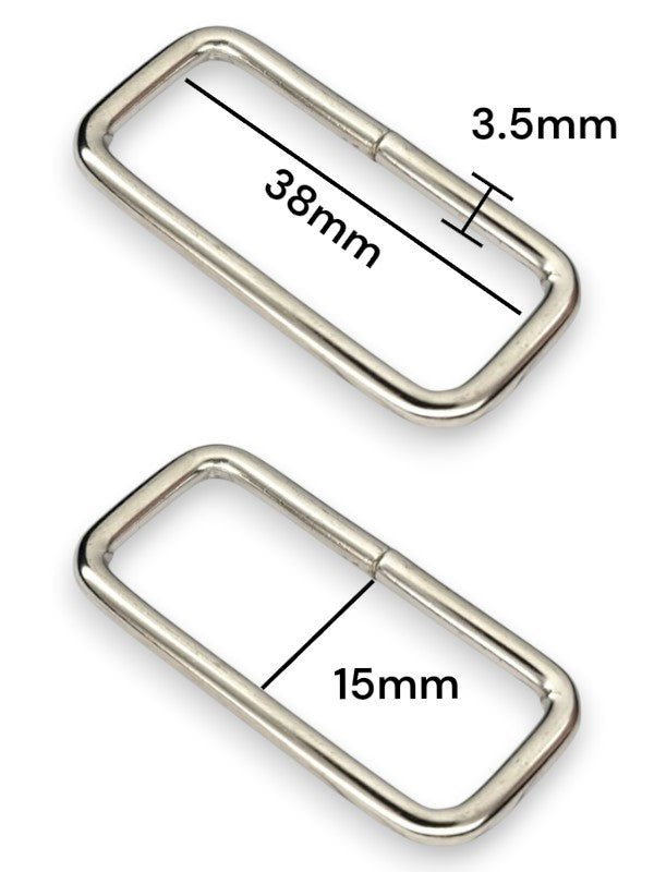 Square Ring - Silver, Inside: Width 38 mm, Height 15 mm, Thickness 3.5 mm, ±50-Piece