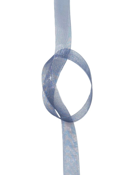 Organza Ribbon - 25 mm Dark Grey - Blue