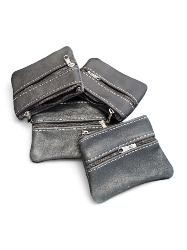 Leather SMALL Wallet - BLACK - ±10×8 Cm