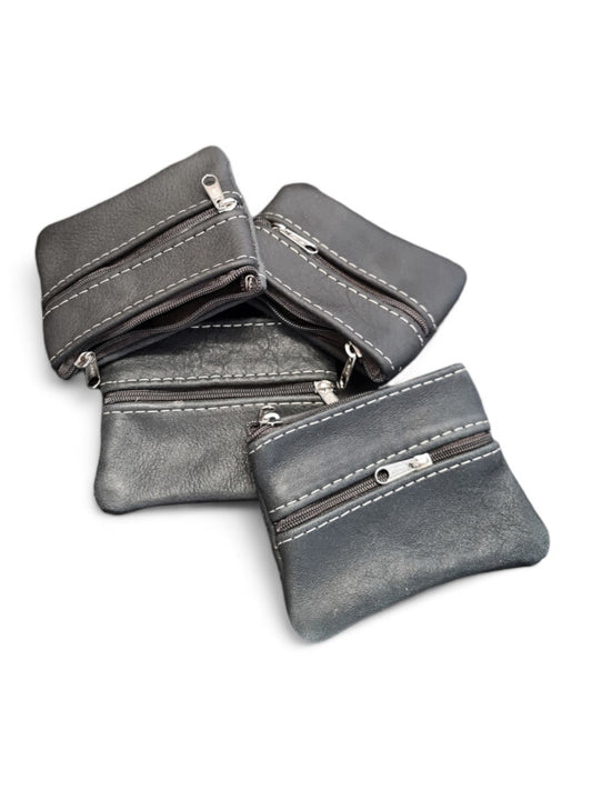 Leather SMALL Wallet - BLACK - ±10×8 Cm