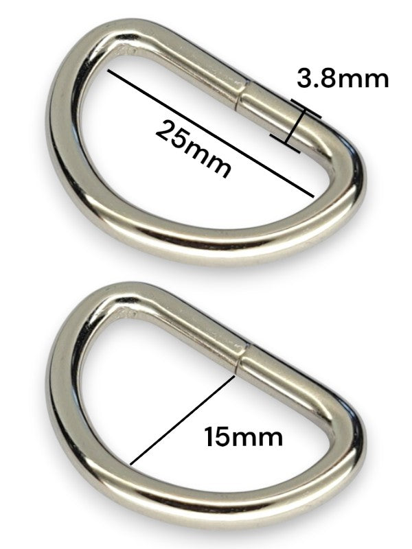 D - Ring - Silver, Inside: Width 25 mm, Height 15 mm, Thickness 3.8 mm, ±50-Piece