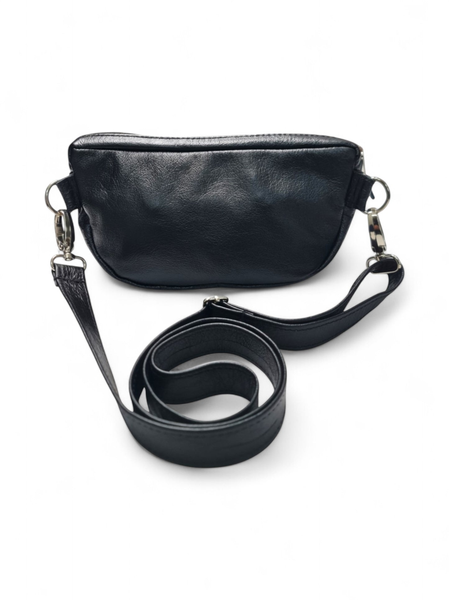 Leather Adjustable Crossbody SLING BAG - BLACK - ±14×25×5 Cm