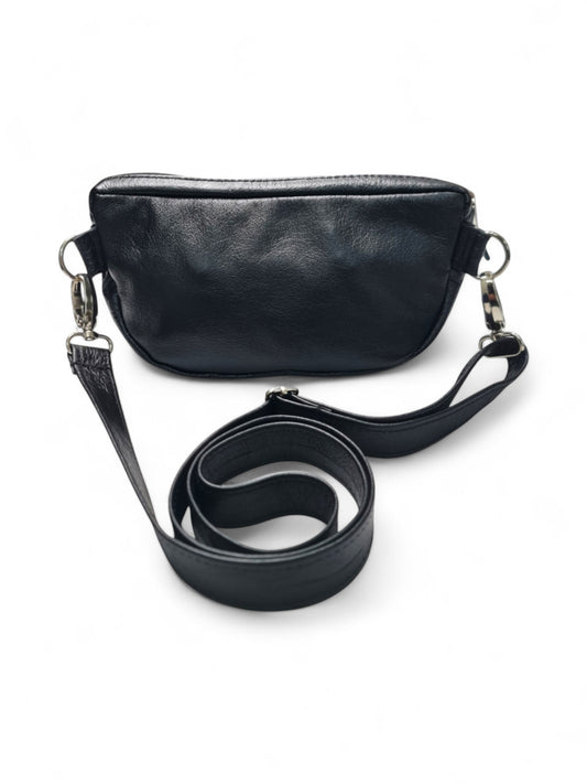 Leather Adjustable Crossbody SLING BAG - BLACK - ±14×25×5 Cm