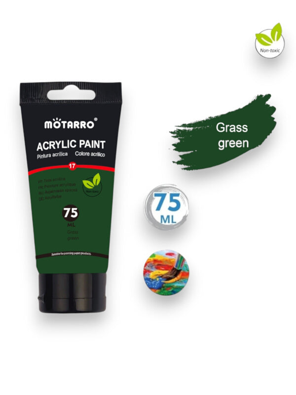 Motarro Acrylic Paint - Grass Green, 75 ml