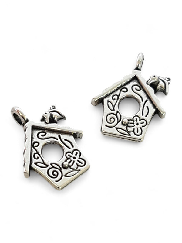 Metal Charm - Bird House ±23×19 mm ±50-Piece (image On 1 Side Only)