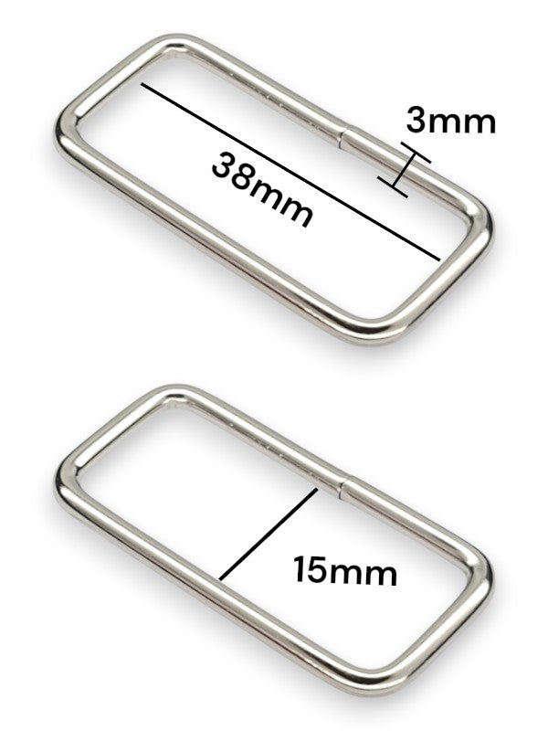 Square Ring - Silver, Inside: Width 38 mm, Height 15 mm, Thickness 3 mm, ±100-Piece