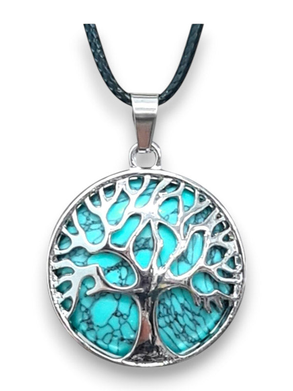 Earth Stone Beads - Tree Of Life, Round, Turquoise