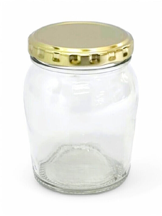 Glass Jar - Metal Gold Lid, 230 ml, ±85×60 mm