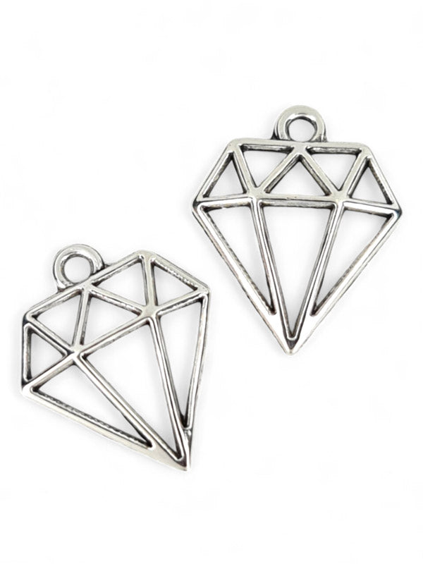 Metal Charm - Diamond ±19×15 mm ±100-Piece (image On 1 Side Only)