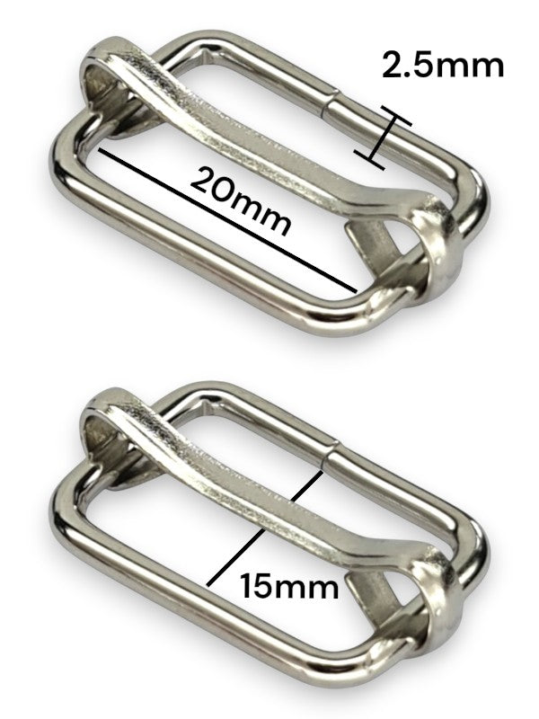 Slider - Silver, Inside: Width 20 mm, Height 15 mm, Thickness 2.5 mm, ±100-Piece