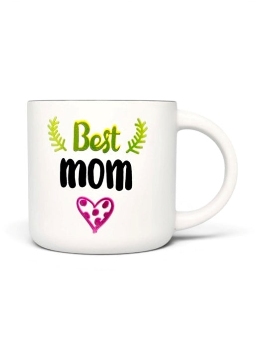 Ceramic MUG - BEST MOM - WHITE WITH Inside GREY - Height 92 Mm