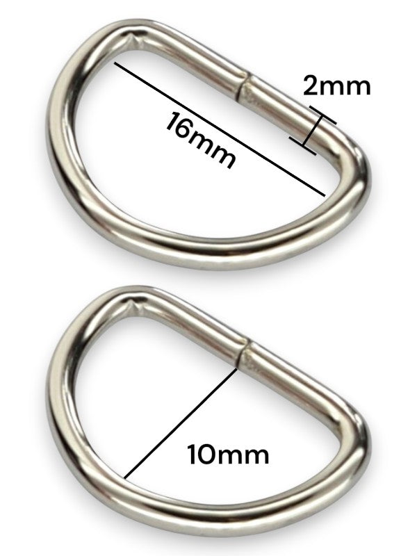 D - Ring - Silver, Inside: Width 16 mm, Height 10 mm, Thickness 2 mm, ±200-Piece