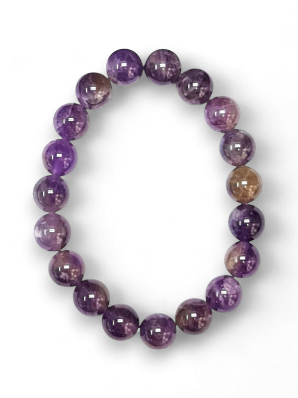 Earth Stone Bracelet Elasticated - Amethyst, Round
