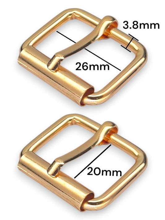 Buckle - Gold, Inside: Width 26 mm, Height 20 mm, Thickness 3.8 mm, ±20-Piece