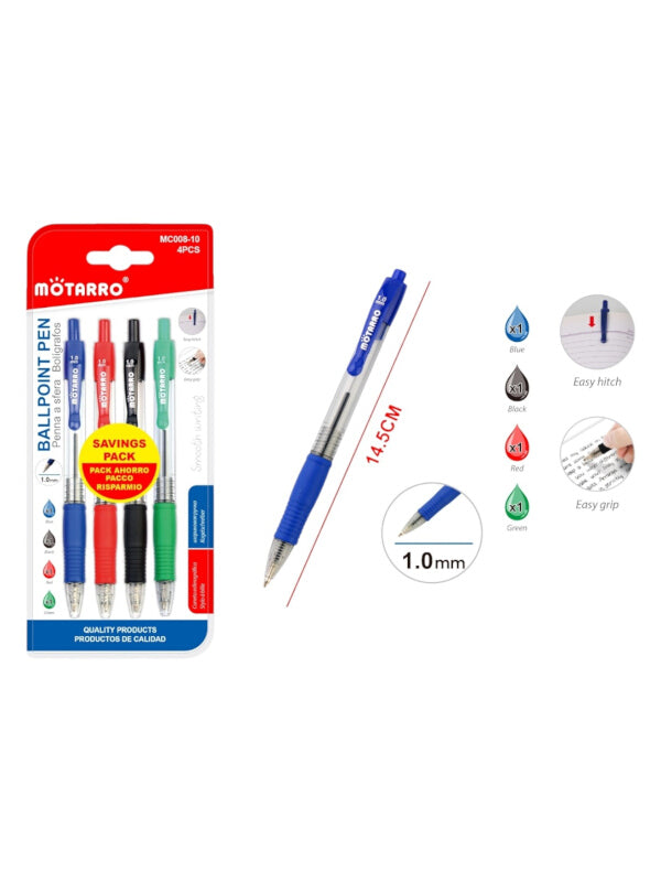 Motarro Ballpoint Pen - 1.0 mm, 4-Piece