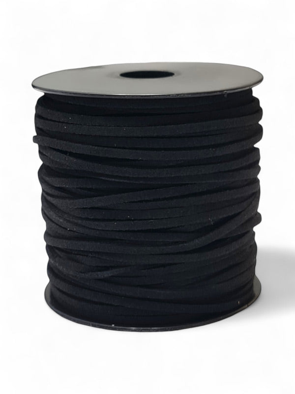 Faux Suede Cord - Black, 2.5 mm, ±45 m Reel