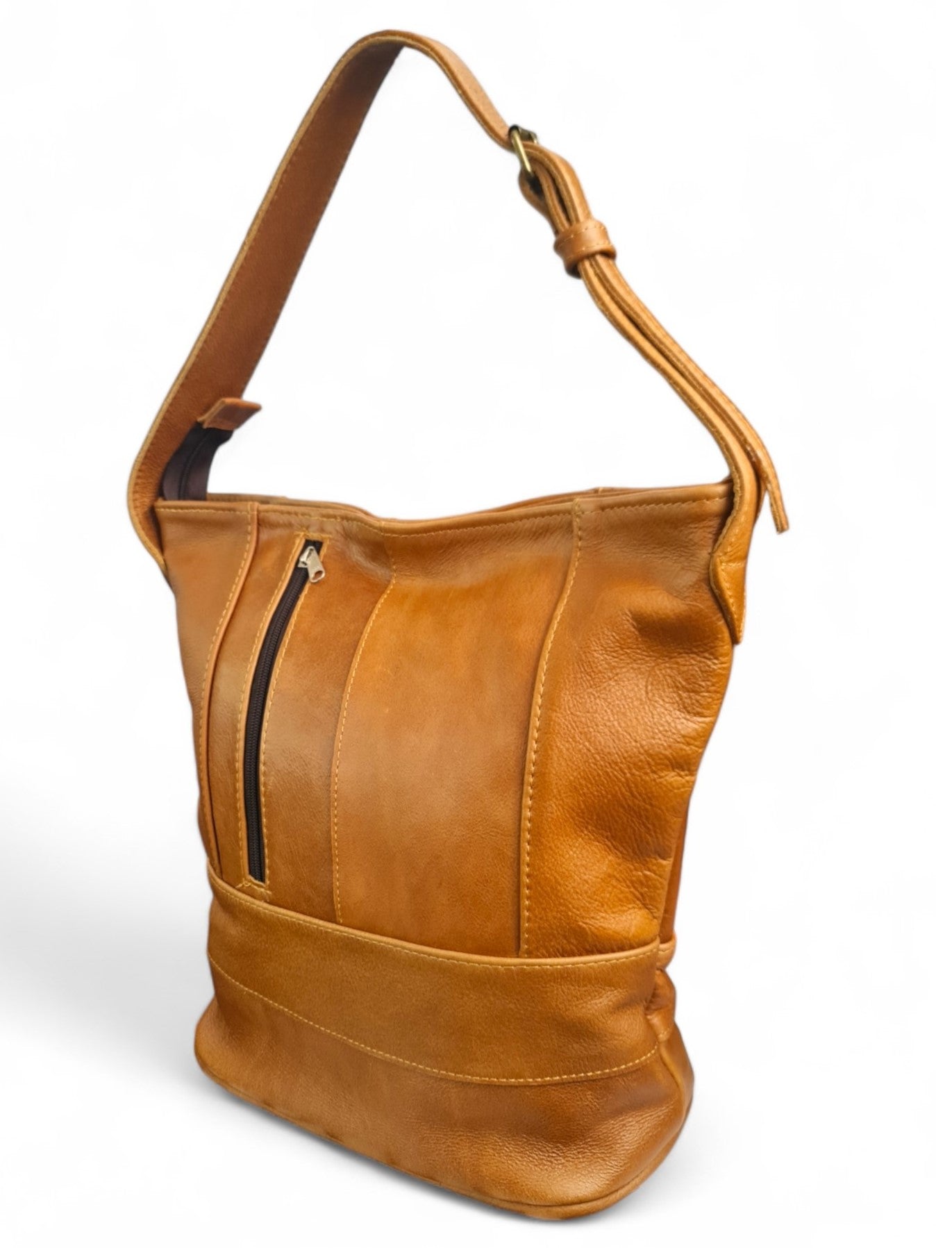 Leather SLING BAG - TAN - ±33×28×16 Cm