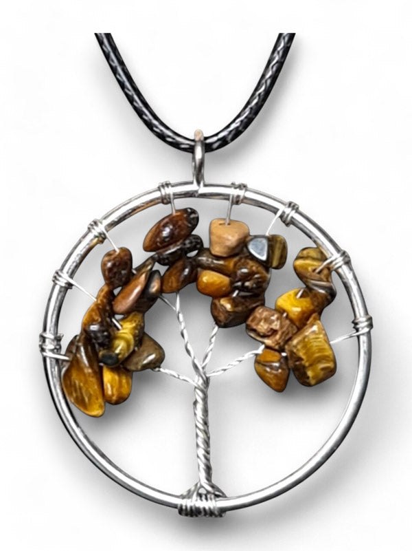 Earth Stone Beads - Tree Of Life, Round, Tiger Eye