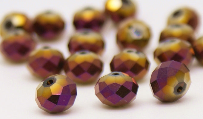 Glass Crystal Rondelle Metallic Faceted 3x4 mm (hole 1.0 mm)