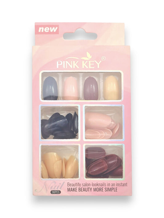 Pink Key Nails - 96-Piece