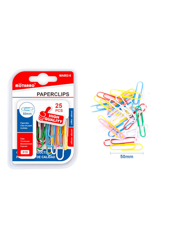 Motarro Paperclips - Assorted Colours, 50 mm, 25-Piece
