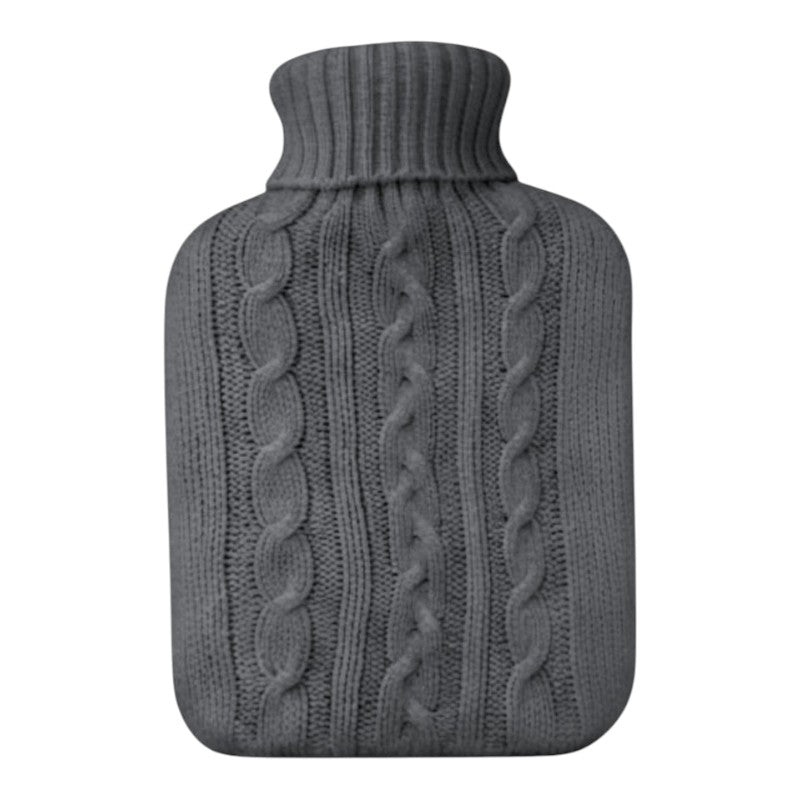 HOT WATER Bottle - GREY Knitted COVER - 2L