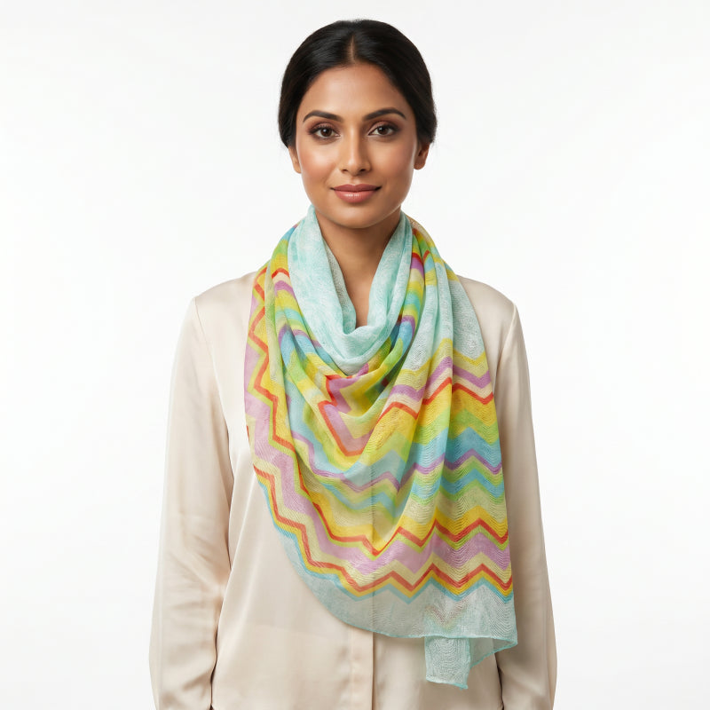 Scarf Chevron - Mint, +/ - 180x90 cm