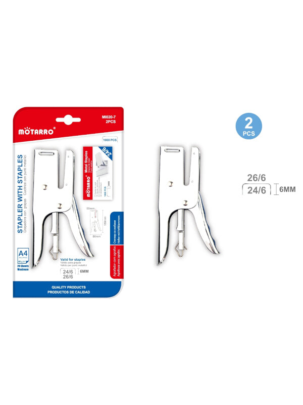 Motarro Stapler With Staples - Silver, 2-Piece