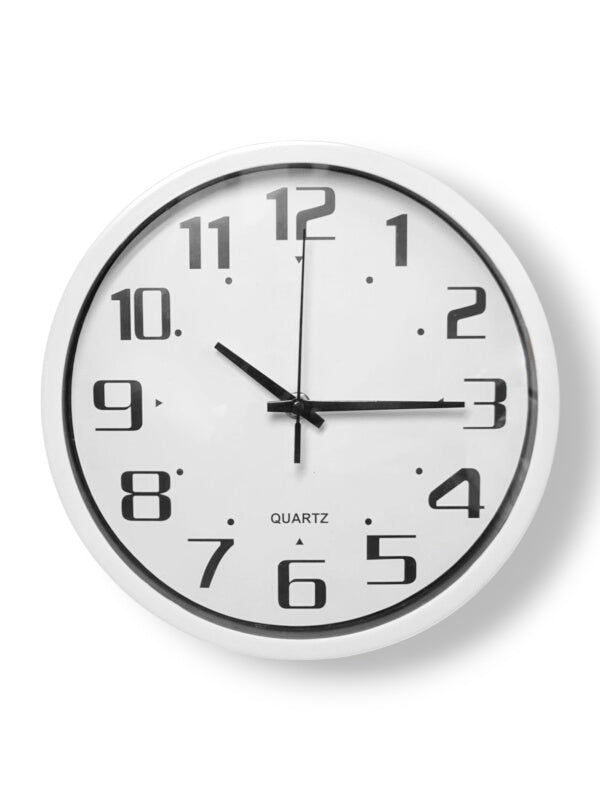 Wall Clock - Round, Plastic, White, 25 cm