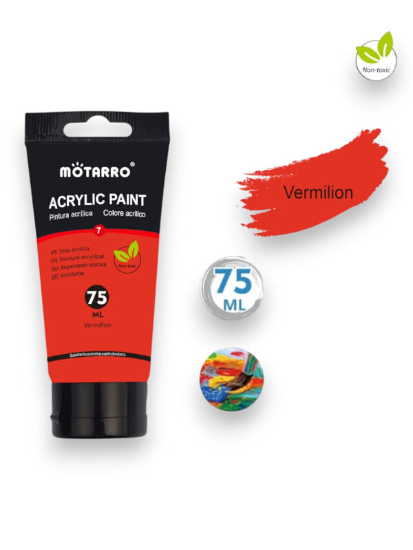 Motarro Acrylic Paint - Vermilion, 75 ml