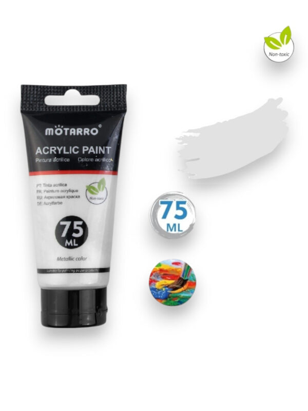 Motarro Acrylic Paint - Metallic, Grey, 75 ml