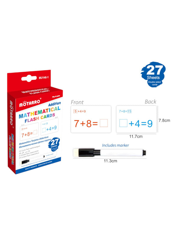 Motarro Mathematical Flash Cards - Addition, 27 Sheets