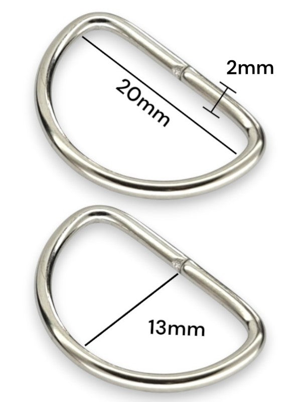 D - Ring - Silver, Inside: Width 20 mm, Height 13 mm, Thickness 2 mm, ±200-Piece