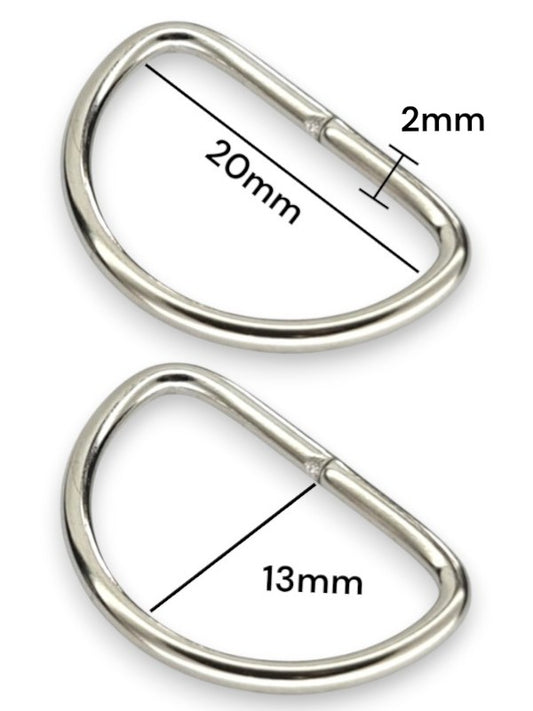D - Ring - Silver, Inside: Width 20 mm, Height 13 mm, Thickness 2 mm, ±200-Piece