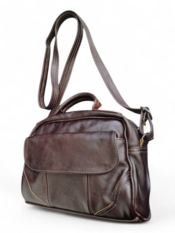 Leather BAG - DARK BROWN - ±21×27.5×11 Cm