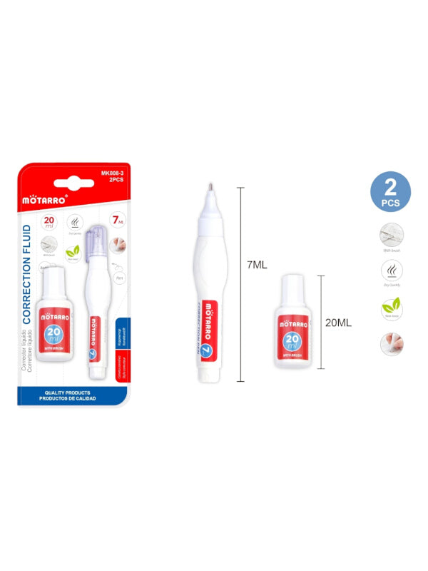 Motarro Correction Fluid And Pen - 7 ml And 20 ml