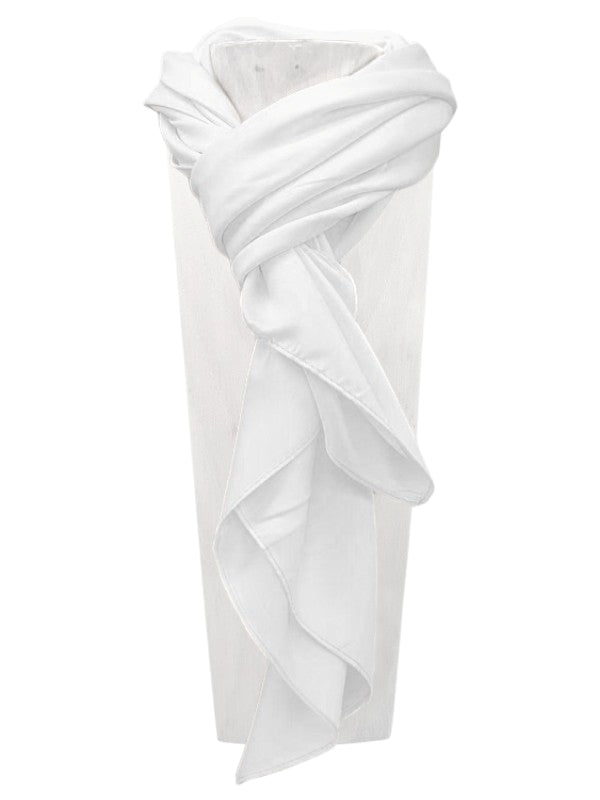 Silk Scarf - White, ±94×94 cm