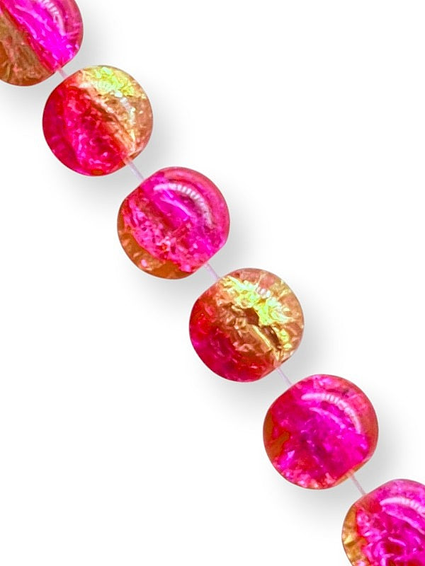 Glass Beads - Sparkle, Two Toned, Pink And Yellow, 8 mm, ±105-Piece