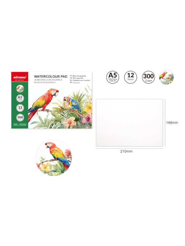 Motarro Watercolour Pad - 5 Sheets, 148x210 mm