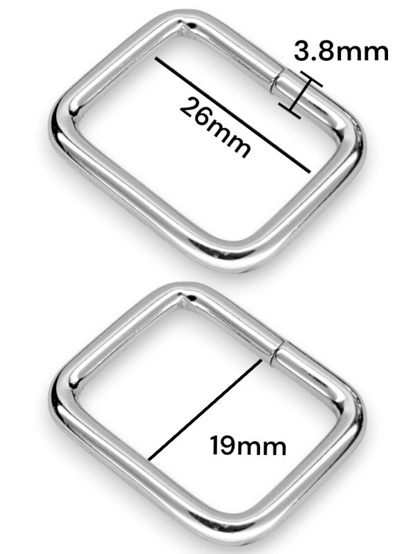 Square Ring - Silver, Inside: Width 26 mm, Height 19 mm, Thickness 3.8 mm, ±20-Piece