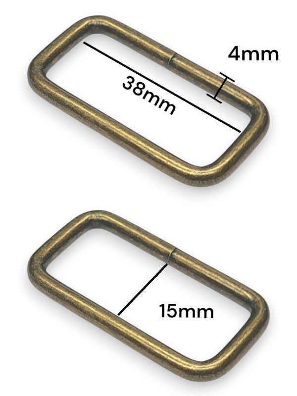 Square Ring - Antique Brass, Inside: Width 38 mm, Height 15 mm, Thickness 4 mm, ±50-Piece